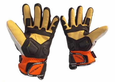 RACER M-TOP SHORT,  schwarz-orange-weisse kurze Tourenhandschuhe, atmungsaktiv und wasserdicht